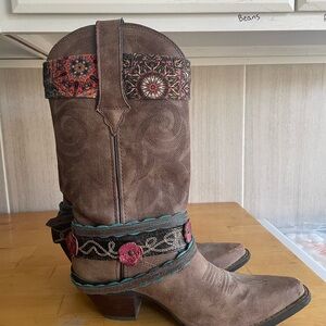 Durango DRD145 Women's Western Equestrian Boots Brown Embroidered Size 8